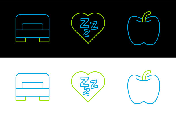 设置线苹果大床和睡意图标图片下载