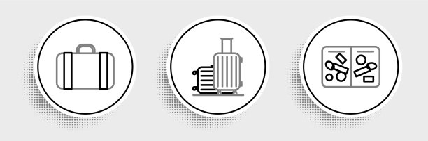 将行护照页贴有签证章的手提箱图片下载