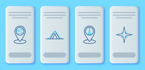 设置一行旅游帐篷地图指针与埃菲尔铁塔图片下载