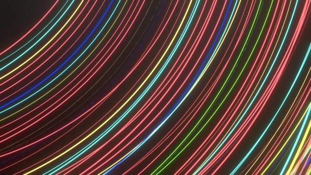 彩虹色圆弧霓虹灯抽象、生动、现代、高品质的三维渲染平面设计元素素材图片下载