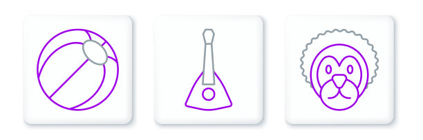 设定线野生狮子海滩球和巴拉莱卡图标图片下载