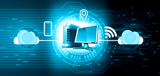 计算机与云网络。云计算概念图片下载