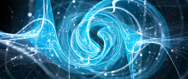 蓝色发光的空间高能量子通信图片下载