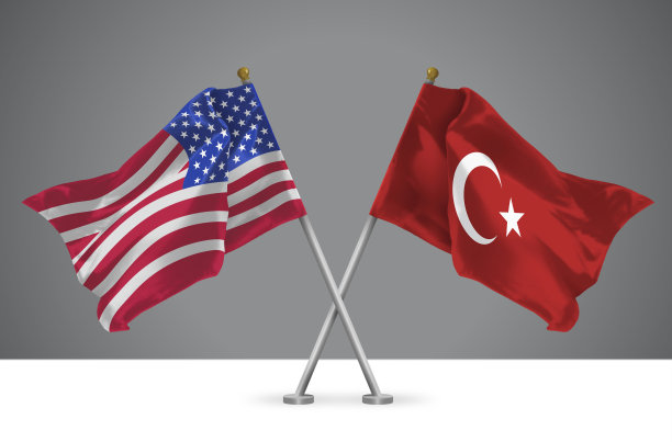 三维插图的两个交叉的旗帜的美国和图片下载