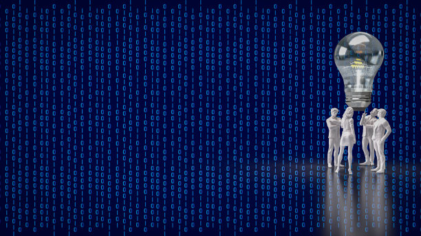 业务团队和灯泡的想法或创意概念3d渲染图片下载