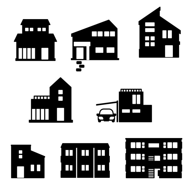建筑图标剪影插图集A图片下载