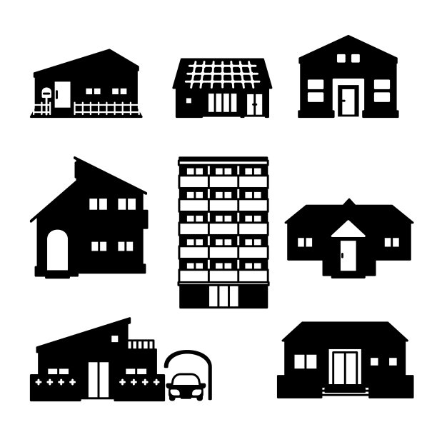 建筑图标剪影插图集图片下载
