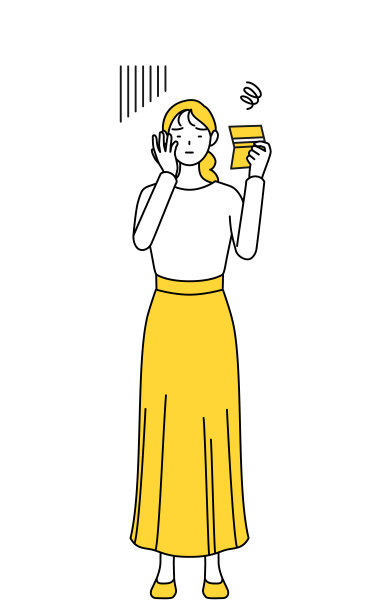 一个穿着随意的年轻女子看着她的存折，心情沮丧。图片下载