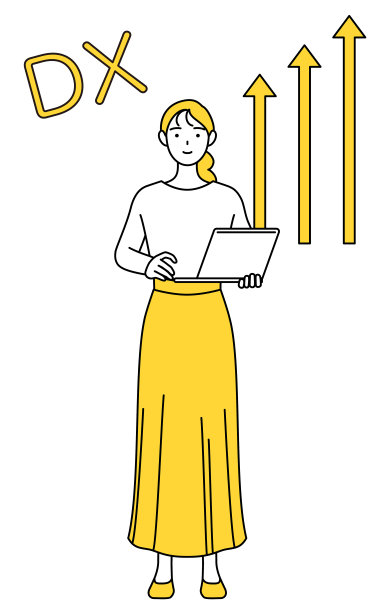 DX的形象，一个穿着随意的年轻女子，她成功地改善了她的业务图片下载