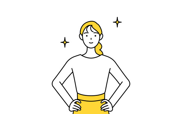 一个穿着随意、双手叉腰的年轻女子。图片下载