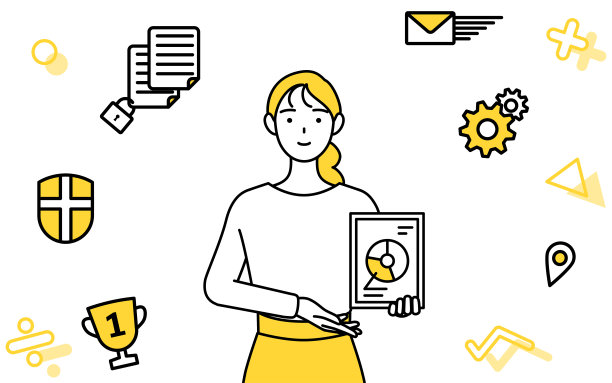 DX的图片，一个穿着随意的年轻女子使用数字技术来改善她的业务图片下载