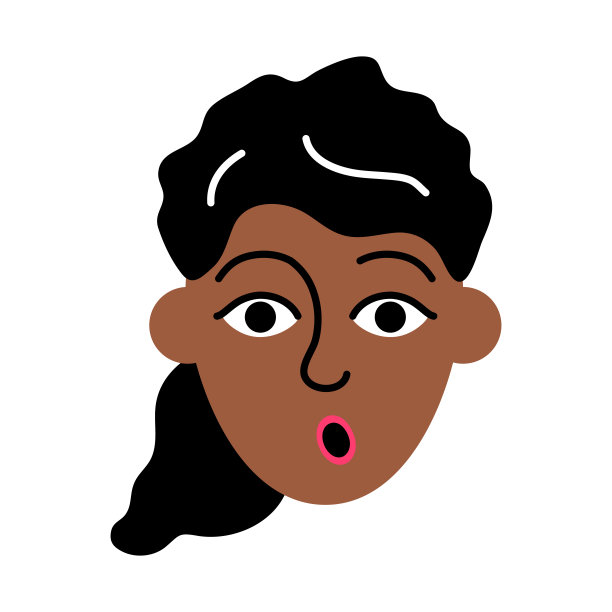 惊讶的女孩头像。非裔美国女学生面部肖像图片下载