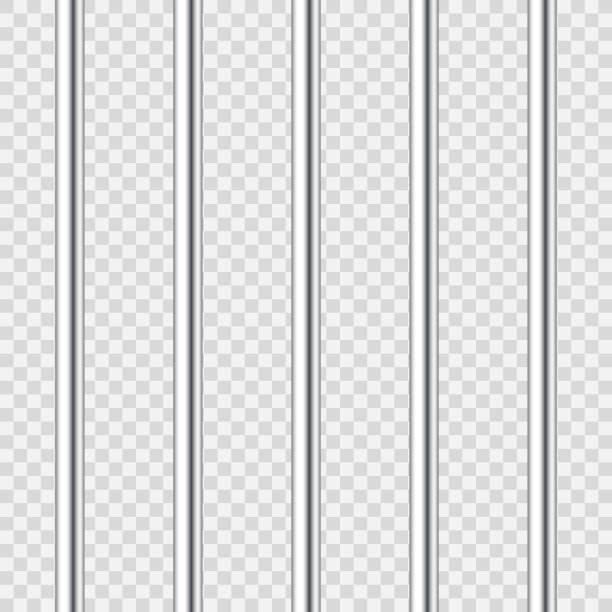 逼真的金属栏杆。监狱详细牢笼，监狱铁栅栏。犯罪背景模型。创意矢量插图。图片下载