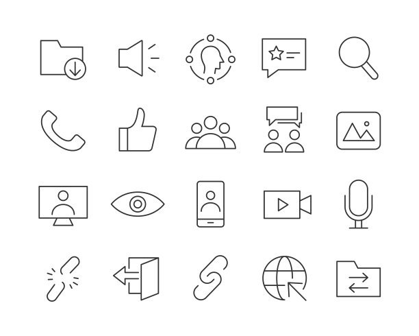 社交媒体图标-矢量线图标图片下载