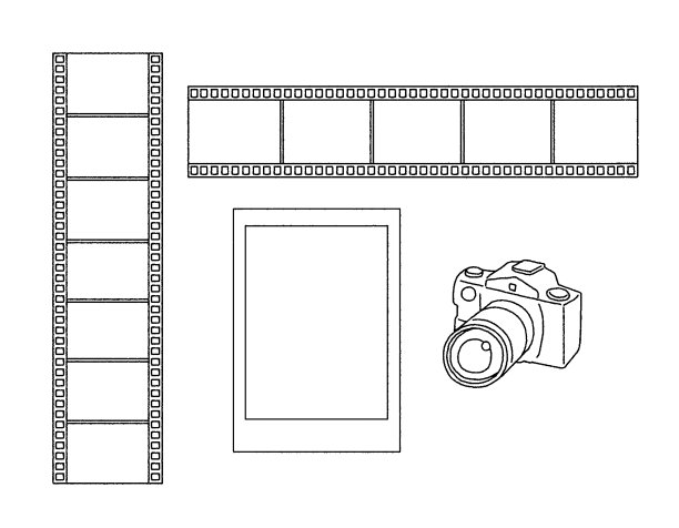 简单的触摸照片胶片和相机插图集图片下载