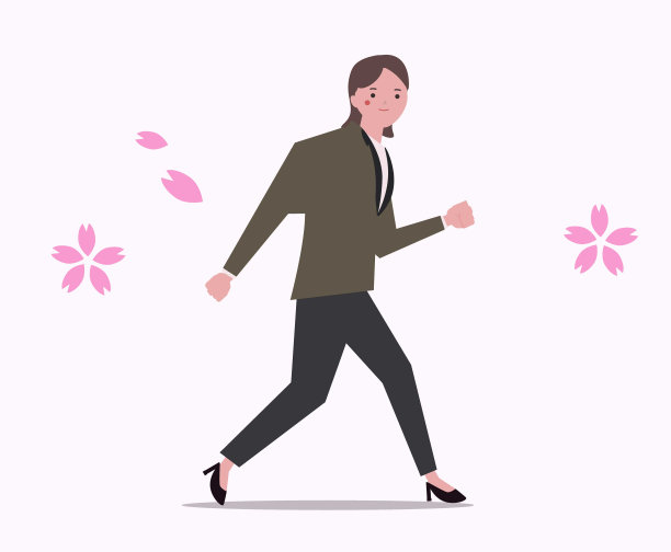 商人在春天为新的生意奔波。樱花，樱花与事业。矢量图图片下载