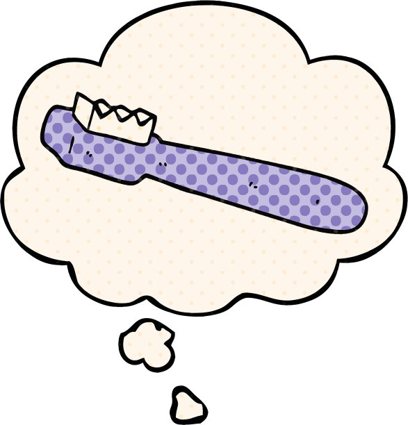 卡通牙刷，带有漫画风格的思想泡泡图片下载