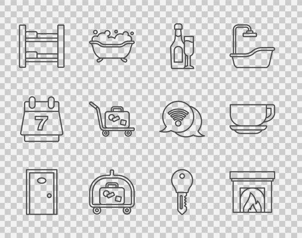 集行酒店门内壁炉香槟图片下载