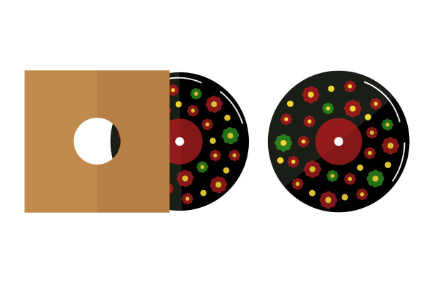 塑料复古复古乙烯板盒。90年代风格的音乐概念插图。图片下载