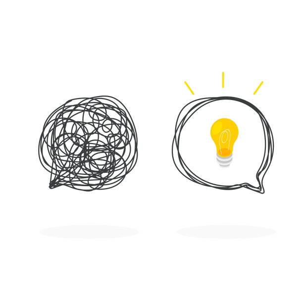 纠缠不清的言语泡泡与灯泡。图片下载