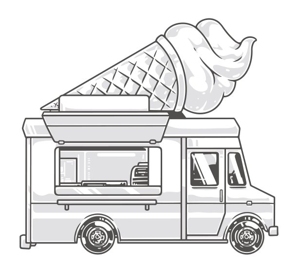冰淇淋车的单色标签图片下载