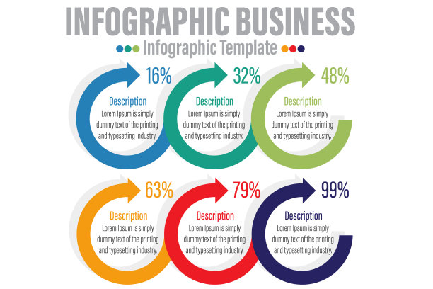 现代时间轴图表百分比，工作流和圆圈表示矢量信息图。信息图表模板的业务。图片下载