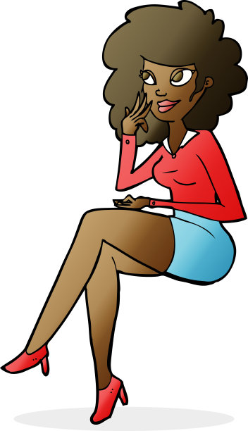 卡通办公室女坐着图片下载