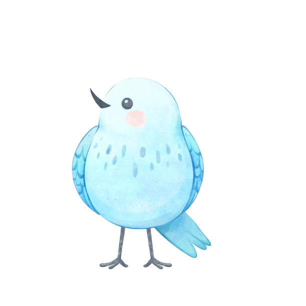 可爱的小鸟水彩插画，儿童人物设计图片下载