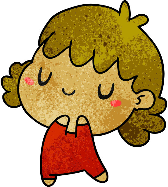 一个可爱的卡哇伊女孩的纹理卡通插图图片下载