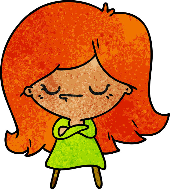 手绘的可爱的卡哇伊女孩的纹理卡通图片下载