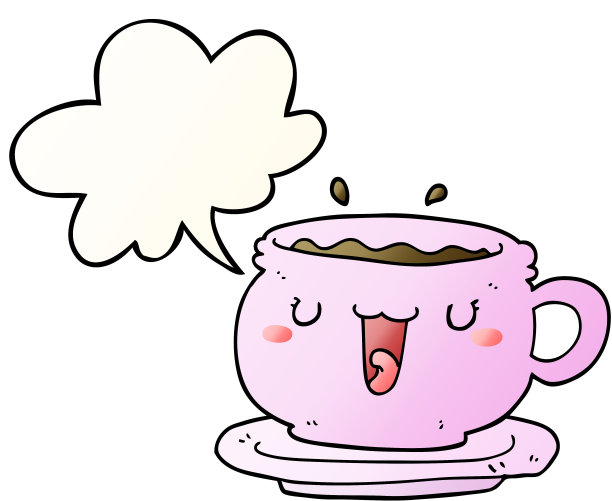 可爱的卡通杯碟，带有流畅渐变风格的语音气泡图片下载