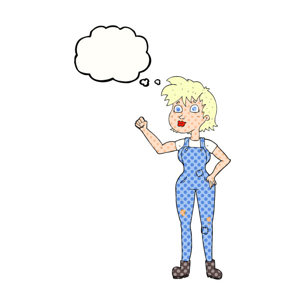 手绘思想泡泡卡通自信的农妇图片下载