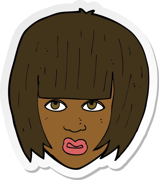 卡通贴纸惹恼了大头发的女孩图片下载