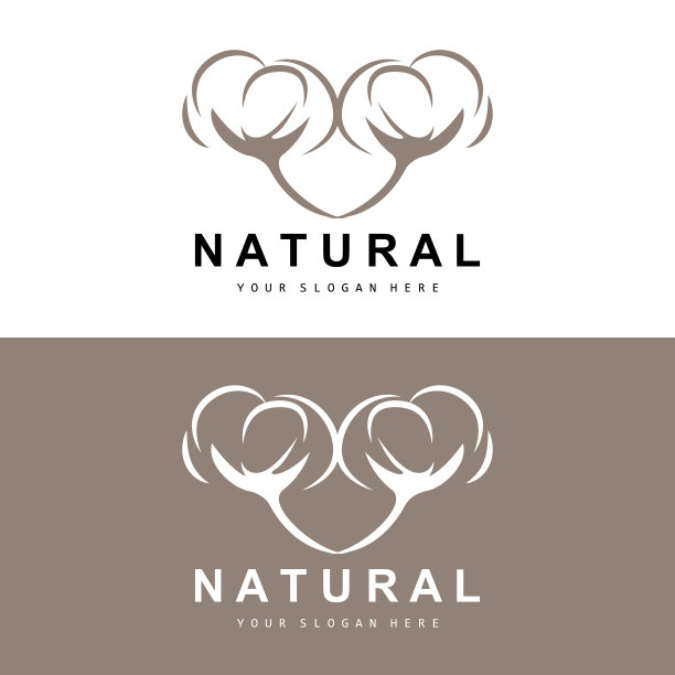 棉花标志，天然生物有机植物设计，美容纺织品和服装载体，柔软的棉花花图片下载