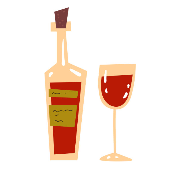 酒瓶涂鸦画玻璃图标孤立的概念。矢量卡通平面设计元素说明图片下载