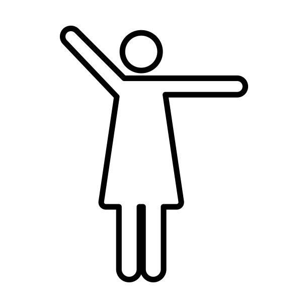 女人张开双臂图标矢量女性人举起手符号在一个象形文字插图图片下载