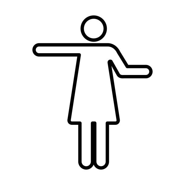 女人张开双臂图标矢量女性人举起手符号在一个象形文字插图图片下载