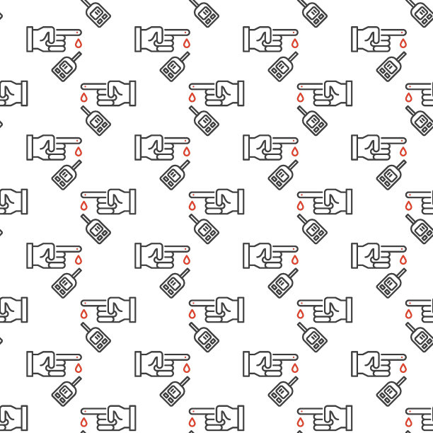 血糖仪血液测试矢量轮廓无缝模式图片下载