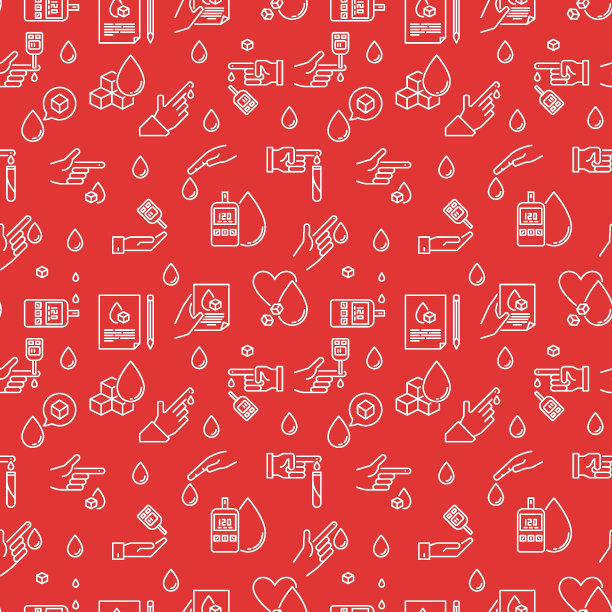 葡萄糖或糖在血液矢量红色无缝模式图片下载