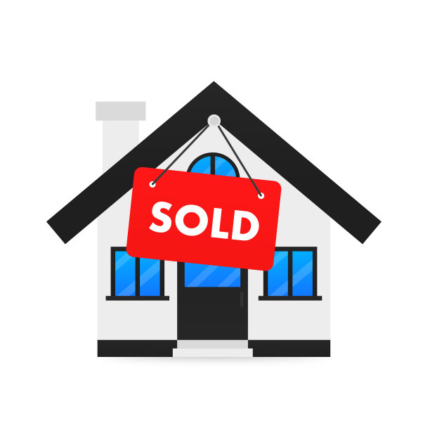 有招牌的房子被卖掉了。房子出售的标志。平的风格。房地产。矢量图图片下载