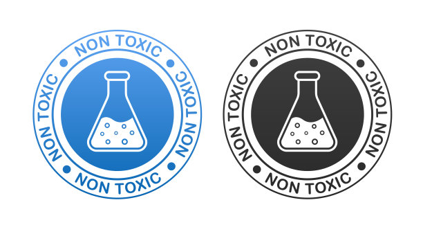 无毒符号标签。科学技术。有机产品的细线图标。生态化学认证为用户产品的安全。矢量图图片下载