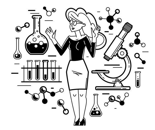 从事一些科学实验的化学家，试图创造新的配方或药理学研究，教育学生或师范大学，科学。图片下载