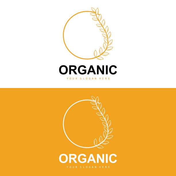 小麦大米标志，农业有机植物载体，豪华设计黄金烘焙原料图片下载