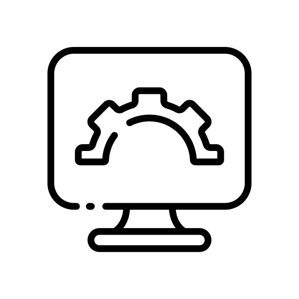 带有齿轮线图标的计算机显示器。设置，控制面板，调整，笔记本电脑，配置，个人，服务中心，安装。技术的概念。矢量线图标的业务图片下载