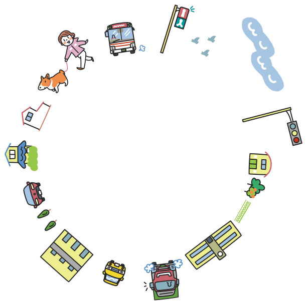 可用于学校道路交通安全指导的插图材料集图片下载