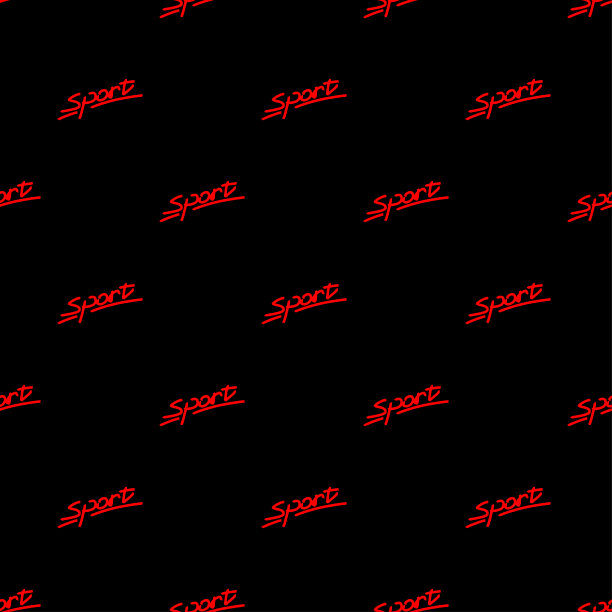 小红墨水字体育孤立在黑色背景。单色无缝图案。矢量简单平面图形手绘插图。纹理。图片下载