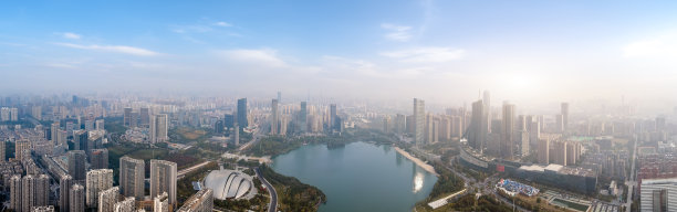 安徽合肥金融中心城市天际线的航拍照片图片下载