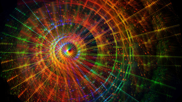 幸运的故障轮霓虹灯LED光轨迹圆速度抽象螺旋漩涡彩虹图案RGB轮时光机荧光未来技术背景数字生成图像图片下载