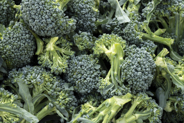 户外农贸市场的有机西兰花特写图片下载
