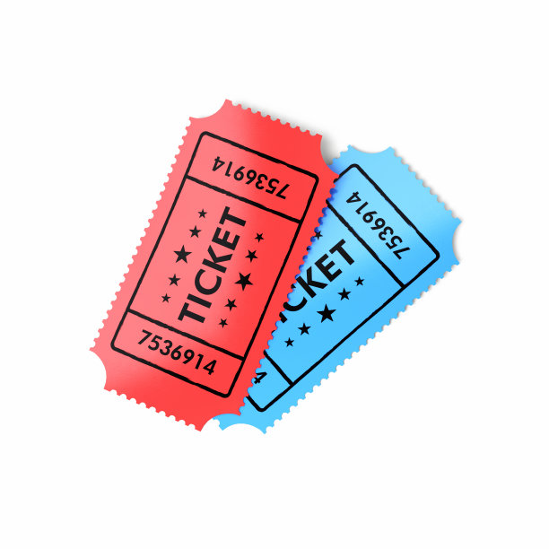 两个电影院红蓝票孤立的对象和阴影剪辑路径图片下载